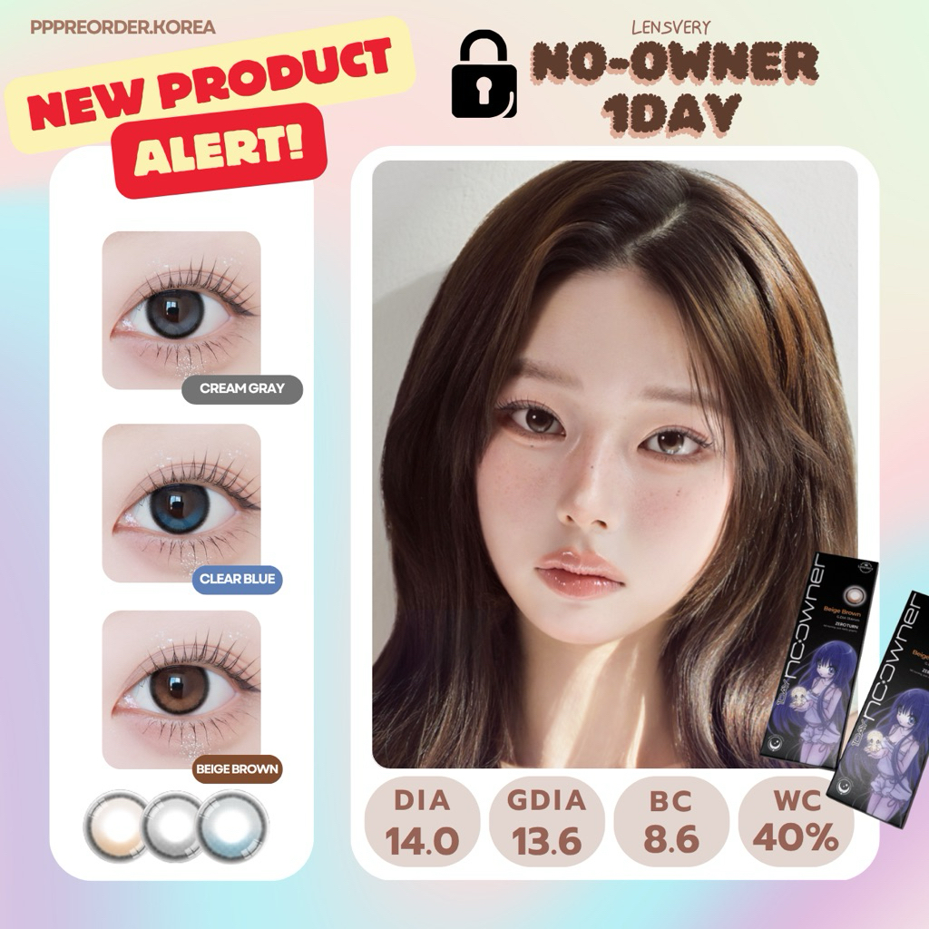 พร้อมส่ง 🔮🔒  Lensvery ZERO TURN NO-OWNER เลนส์ล้อคออกใหม่ล่าสุด เลนส์รายวัน 1 กล่อง 5 คู่ ขอบหนาแก้ตาลอยได้ 👀✨
