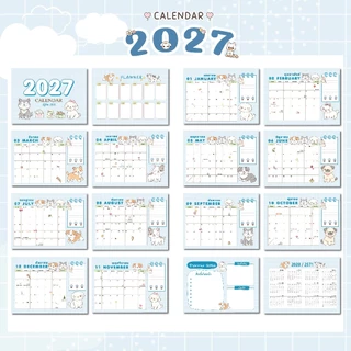 Calendar 2027 / ปฏิทินตั้งโต๊ะ 2570 ลาย Dog น้องหมาน่ารัก ขนาด 6x8 นิ้ว แนวนอน (มีวันหยุดไทย,วันพระ)