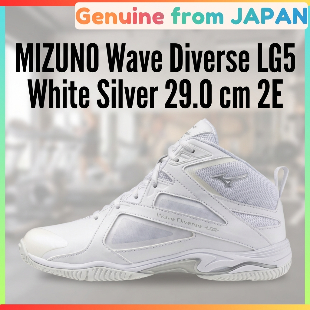 MIZUNO Wave Diverse LG5 Fitness Shoes 2E Wide Gym Studio Exercise White Silver 29.0 cm Unisex