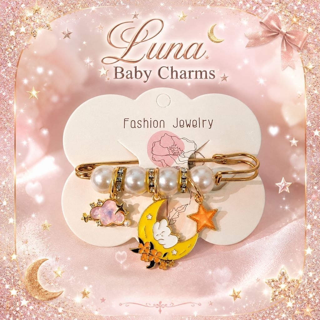 Luna Baby Charms | เข็มกลัดคนท้อง ลายพระจันทร์ดาว ไข่มุก น่ารัก ของขวัญคุณแม่ตั้งครรภ์ พร้อมส่ง