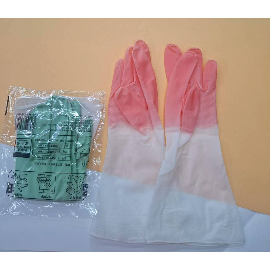 ( ยกโหล 12 ชิ้น) No.1798 ถุงมือยาง ถุงมือล้างห้องน้ำ ถุงมือยางยาว  สุ่มสี ได้ทั้งหมด 12 ชิ้น