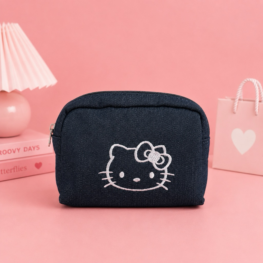 สินค้าพร้อมส่ง กระเป๋ายีนส์ล้วน Hello Kitty สไตล์เกาหลี รูปที่ 6