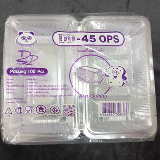 DD กล่องใสOPS DD-45(100ใบ) แบบไม่ล็อค บรรจุภัณฑ์เบเกอรี่ที่ใส่อาหาร กล่องขนม กล่องเค้ก