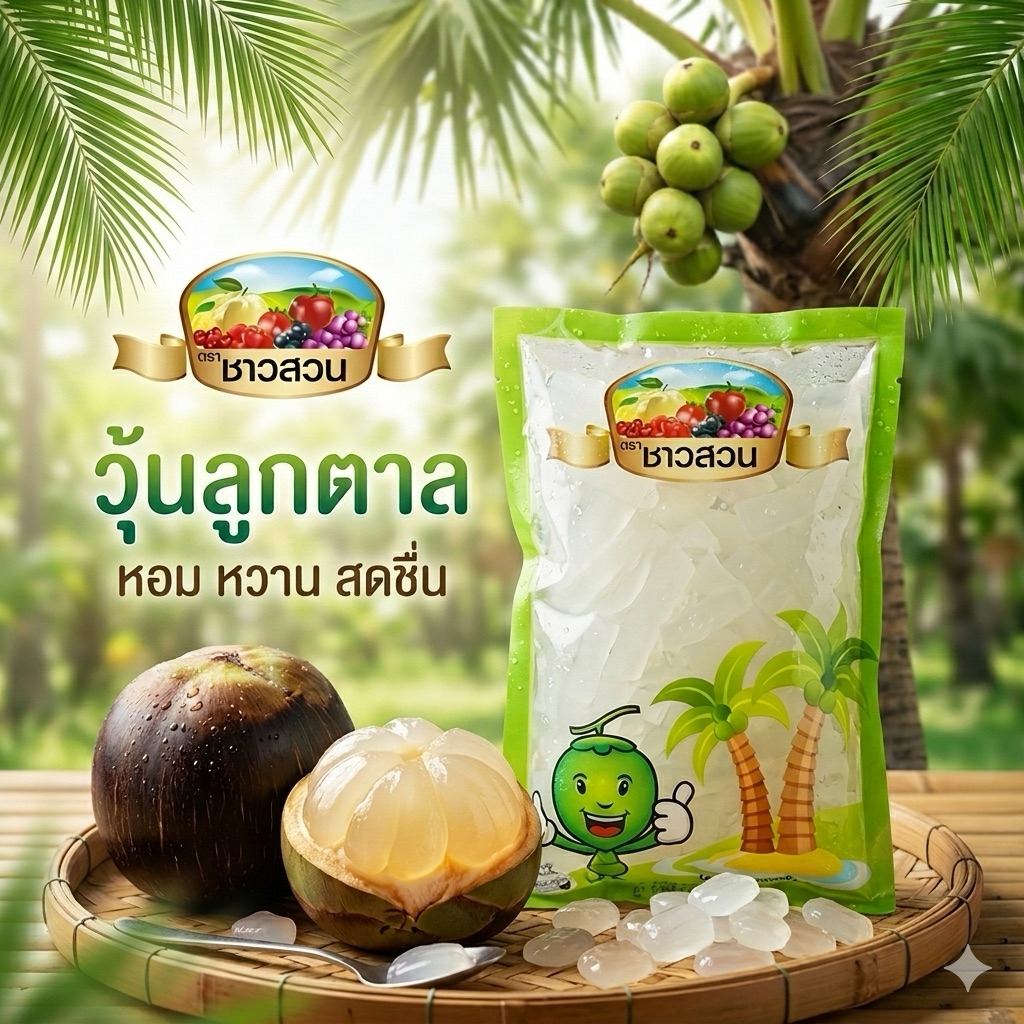 วุ้นลูกตาล ในน้ำเชื่ิอม ตราชาวสวน 1000กรัม