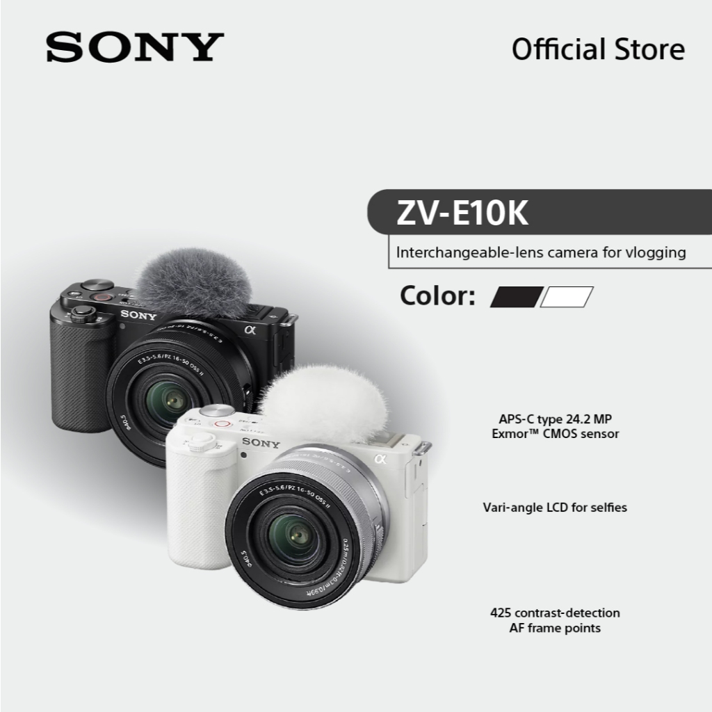 Sony กล้อง Vlog Camera รุ่น ZV-E10K 24MP, 4K/30p, Vlog style camera