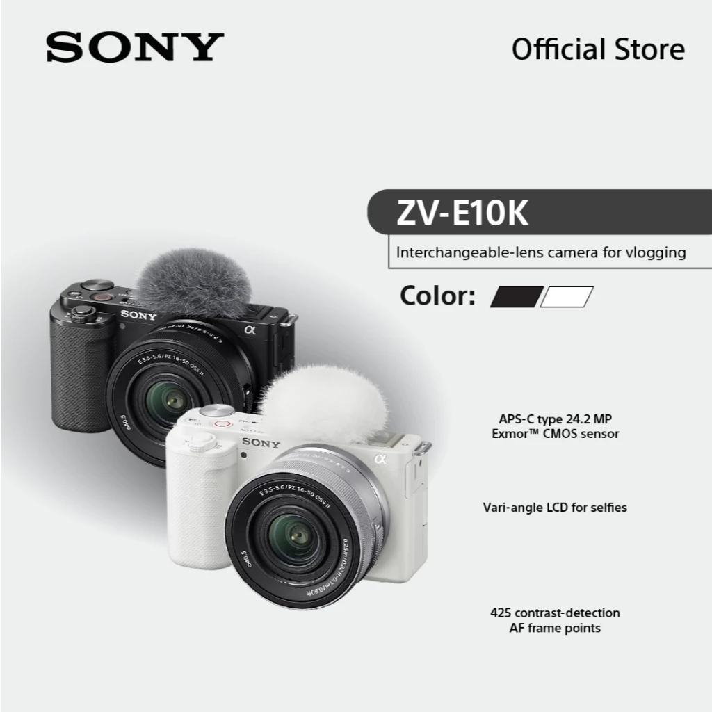 Sony กล้อง Vlog Camera รุ่น ZV-E10K 24MP, 4K/30p, Vlog style camera