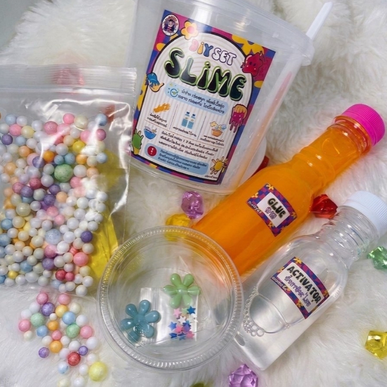 [พร้อมส่ง] ชุดทำสไลม์ DIY สลาม ชุดทำสลาม เซ็ตทำสไลม์ สลามทำเอง สไลม์ทำเอง แถมฟรีเม็ดโฟม+ของตกแต่ง DIYSlimeSet