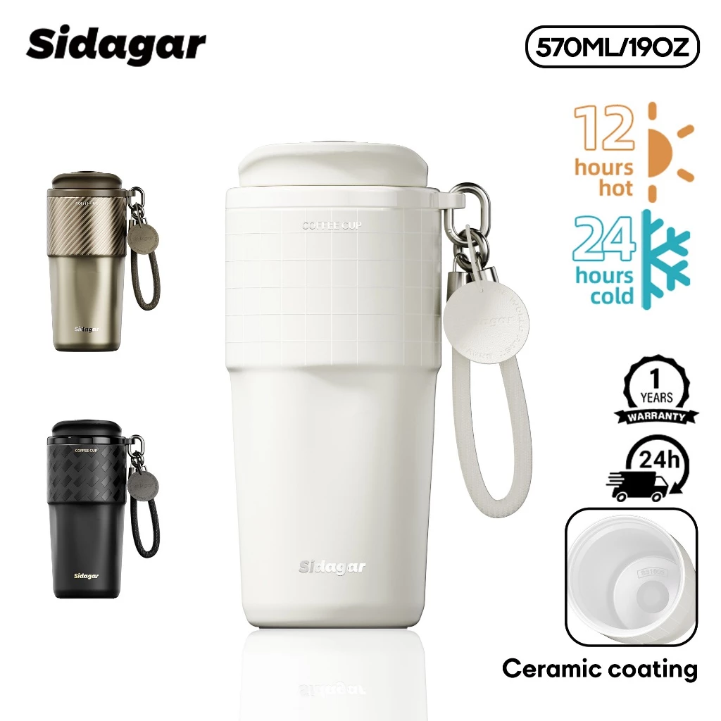 Sidagar แก้วกาแฟ 570ML เคลือบเซรามิก แก้วเก็บความเย็น แฟชั่น Coffee Cup