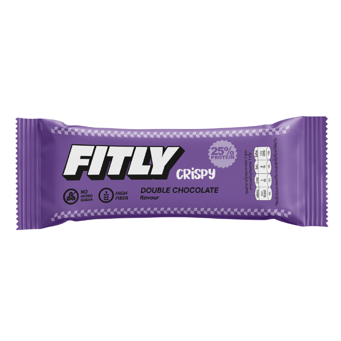 ฟิทลี่ คริสปี้ กลาซด์ โปรตีน บาร์ รสดับเบิ้ลช็อกโกแลต 40g - FITLY, Crispy Glazed Protein Bar, Double Chocolate, 40g