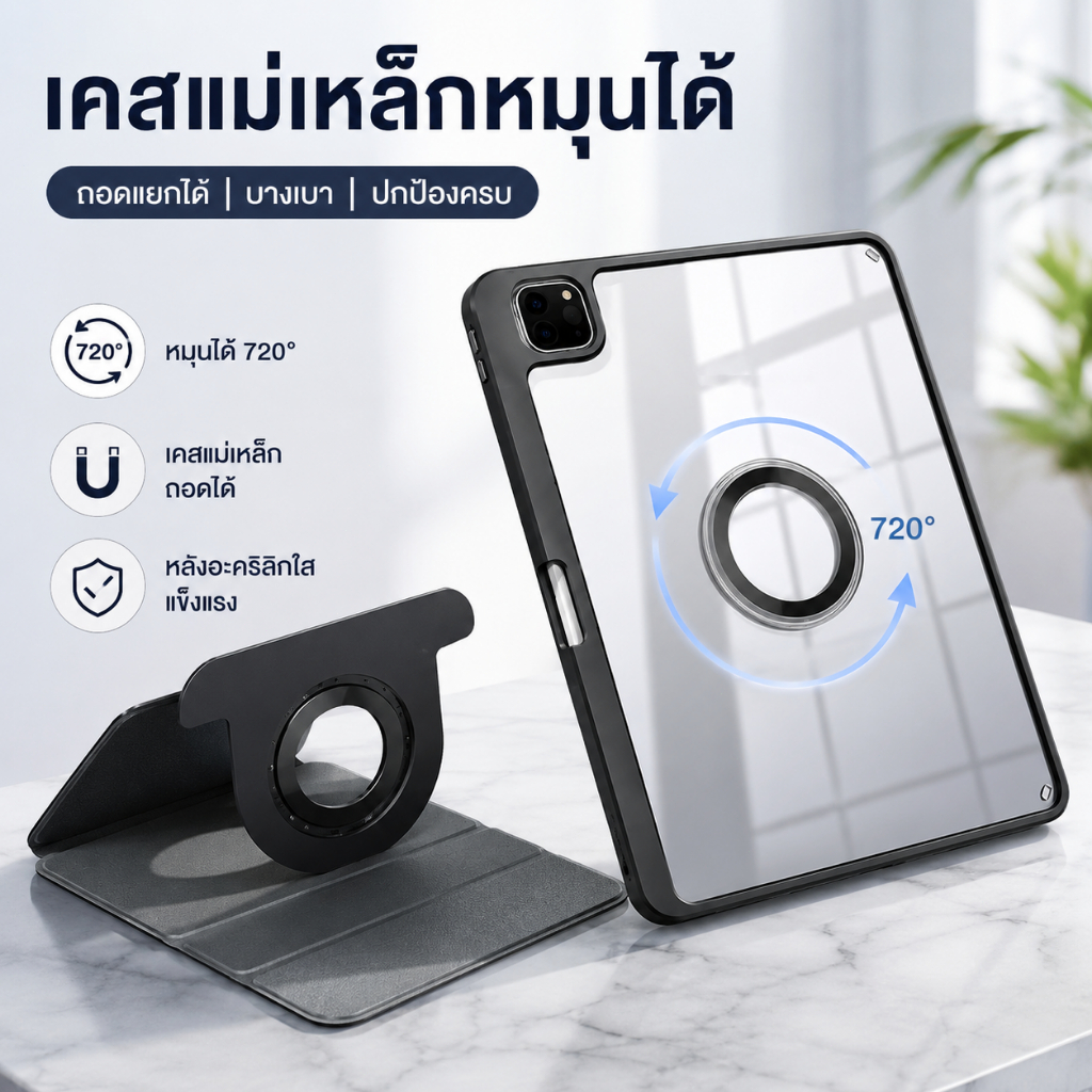 เคสไอแพด gen11 ไอแพดเจน11 case ipad for gen7/8/9 10.2'' Pro 2018-2022 11'' หมุนได้  720° วัสดุอะคริลิก