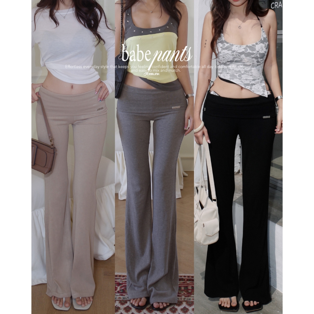 ICEBLINK l babe pants vol.2 กางเกงยาวขาม้า เอวพับ