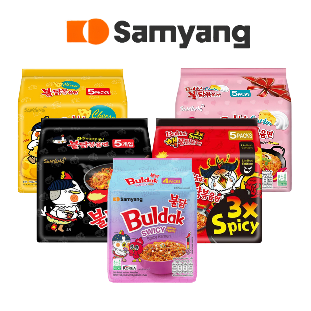 Samyang มาม่าเกาหลี ซัมยัง ชนิดแห้ง บะหมี่กึ่งสำเร็จรูปแบบแห้ง สูตรเผ็ด