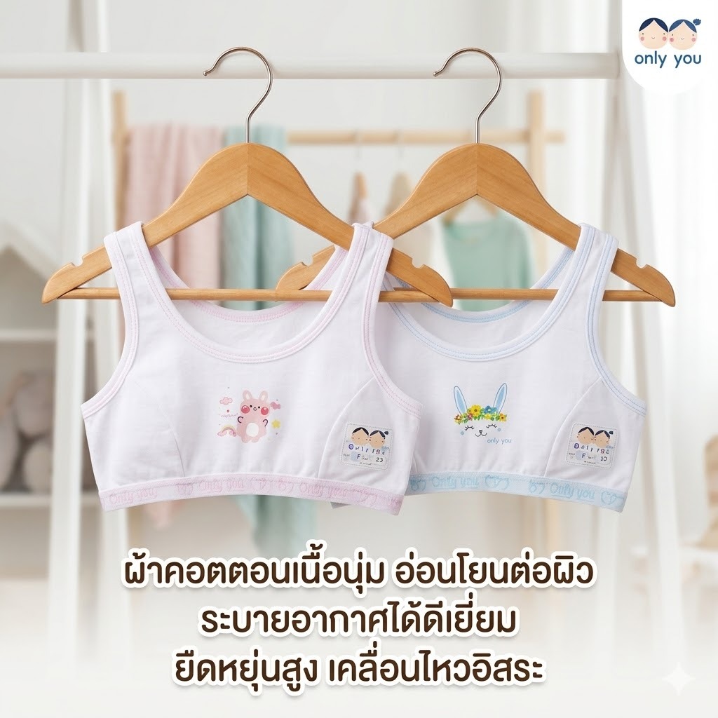 เสื้อซับในเด็ก ผ้าคอตตอนนุ่ม ใส่สบาย แบบตะขอหลัง