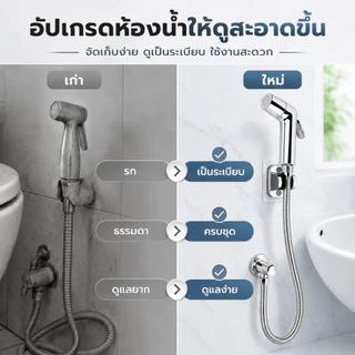 【ปืนพ่นแรงดันสูง】GRACE หัวฉีดชำระพร้อมสายและขาตั้ง เคลือบโครเมี่ยม เงางาม ใช้งานสะดวก ของมีพร้อมส่ง COD