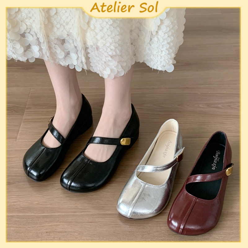 Atelier Sol รองเท้าแมรี่เจน Mary Jane รองเท้าแฟชั่นน่ารัก ยางนิ่ม ดีไซน์สไตล์เกาหลี 3 ซม
