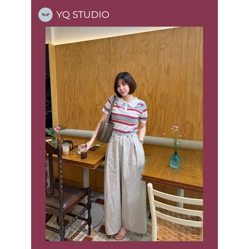 A702 YQ Korean Shop Lyla Pants กก.ขายาวดีเทลกระดุม ป้ายYQ