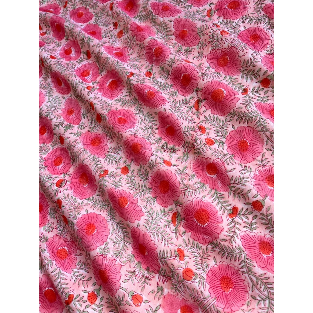 144บ./หลา(0.9m)Cotton Fabric Indian Blockprint  ผ้าฝ้าย ผ้าอินเดีย พิมพ์มือ sarasafabric handblockprint cotton H26-05-30