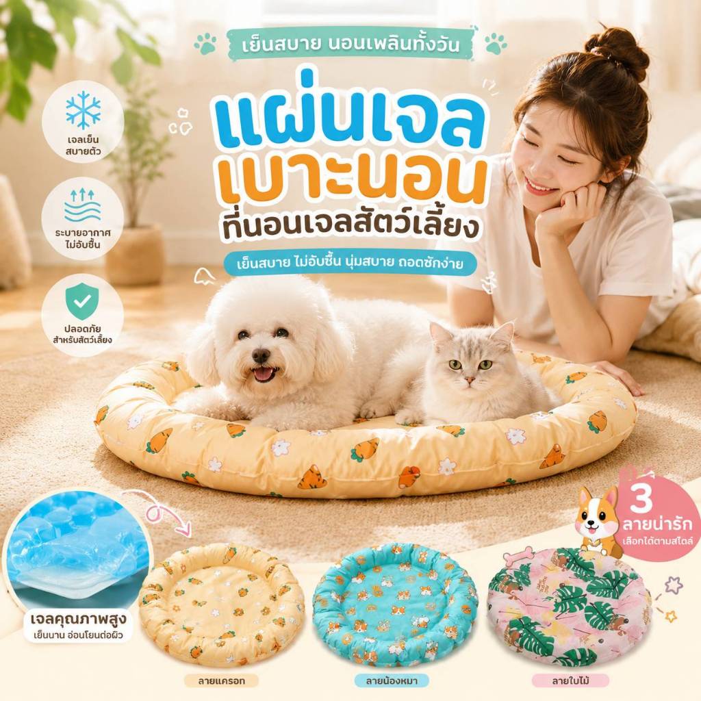 Boqi Factory แผ่นเจลเย็น เบาะนอนเย็น ที่นอนเจลเย็น แผ่นทำความเย็น ที่นอนสัตว์เลี้ยง หมา แมว Coolbed11