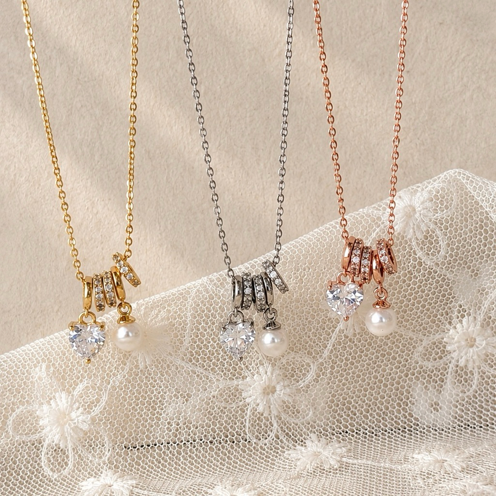 Socrush.bkk | HEART BLINK necklace (New) | SN-030 | สร้อยคอ จี้หัวใจ จี้เพชร สร้อยหัวใจ แสตค