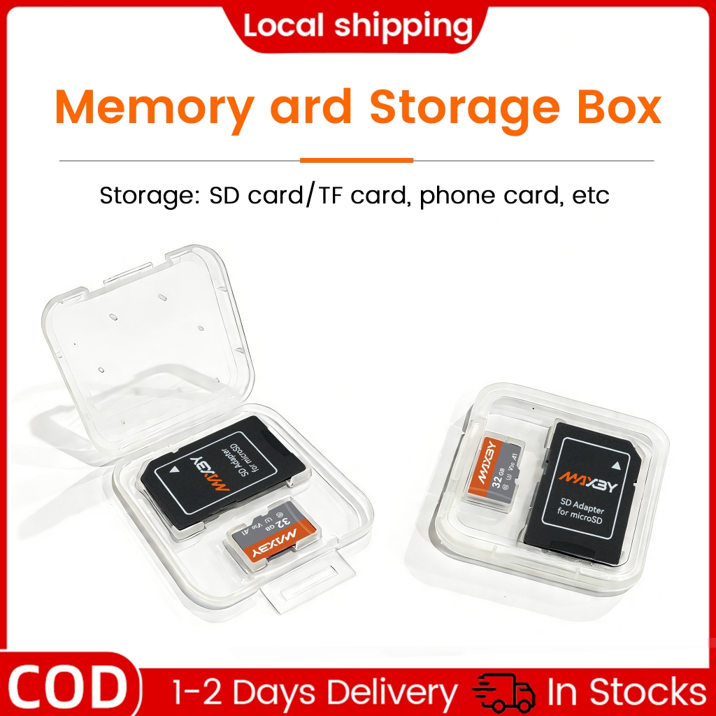 กล่องเก็บการ์ด Micro SD ใส แบบพกพา พลาสติกแข็ง ป้องกัน จัดระเบียบการ์ด 2 ชิ้น
