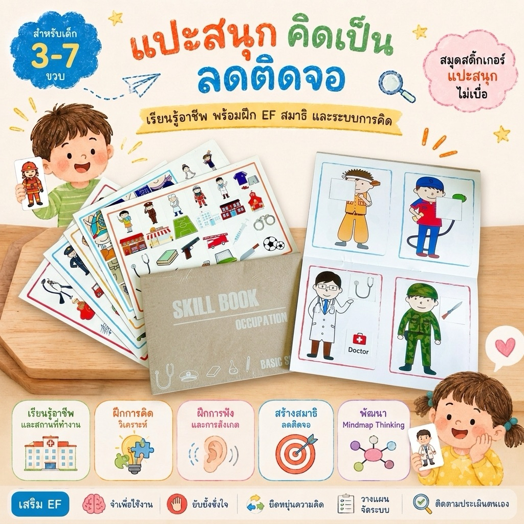 🔺SKILLBOOK OCCUPATION 🔺สมุดสติ๊กเกอร์เสริมทักษะเด็ก