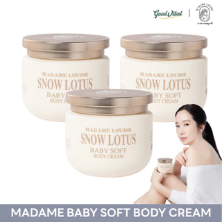 Madame Louise Snow Lotus Baby Soft Body Cream บอดี้ครีม ครีมทาผิว ผิวแห้ง ผิวชุ่มชื้น ผิวแพ้ง่าย 300g (3กระปุก)