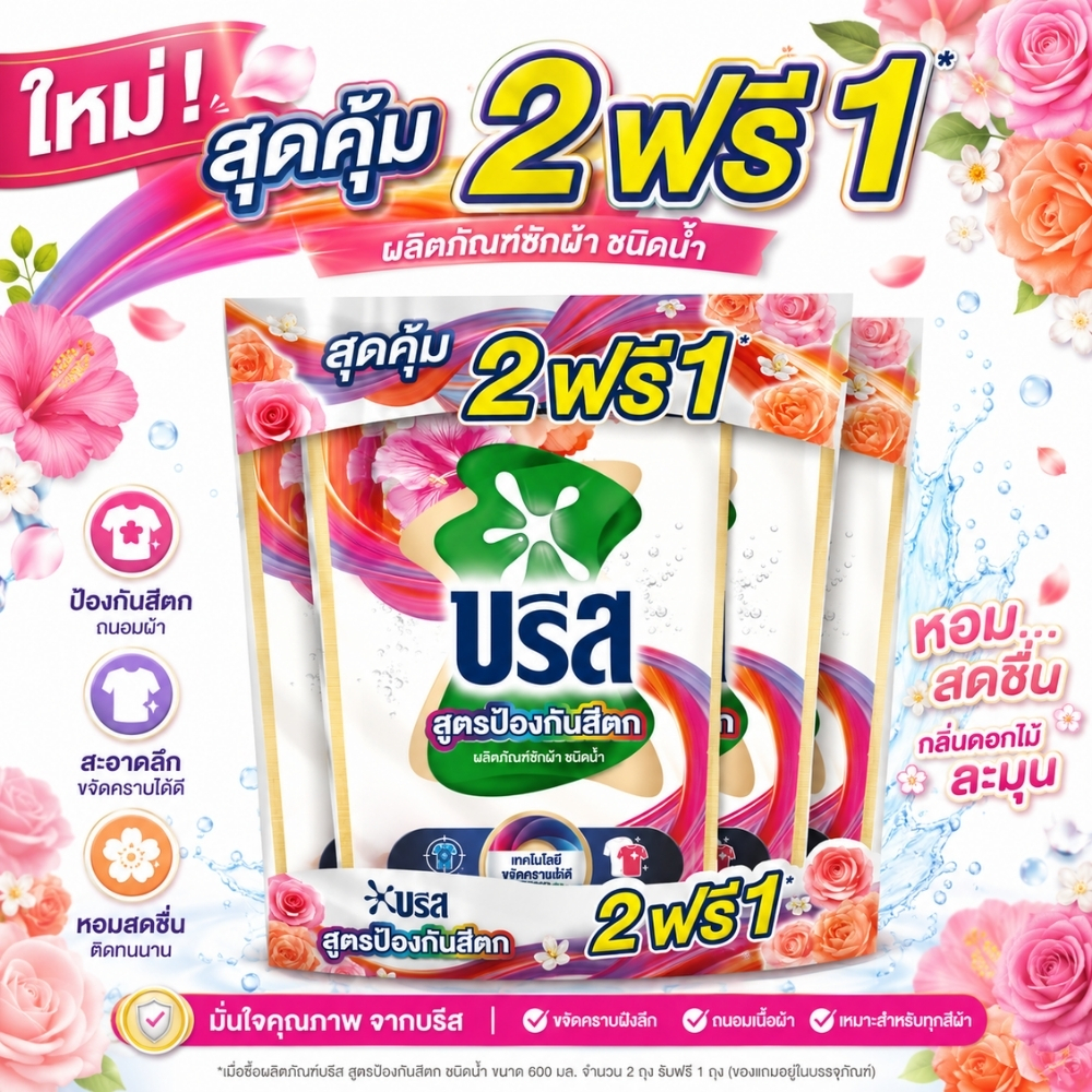บรีส น้ำยาซักสูตรป้องกันสีตก 650มล 2+1