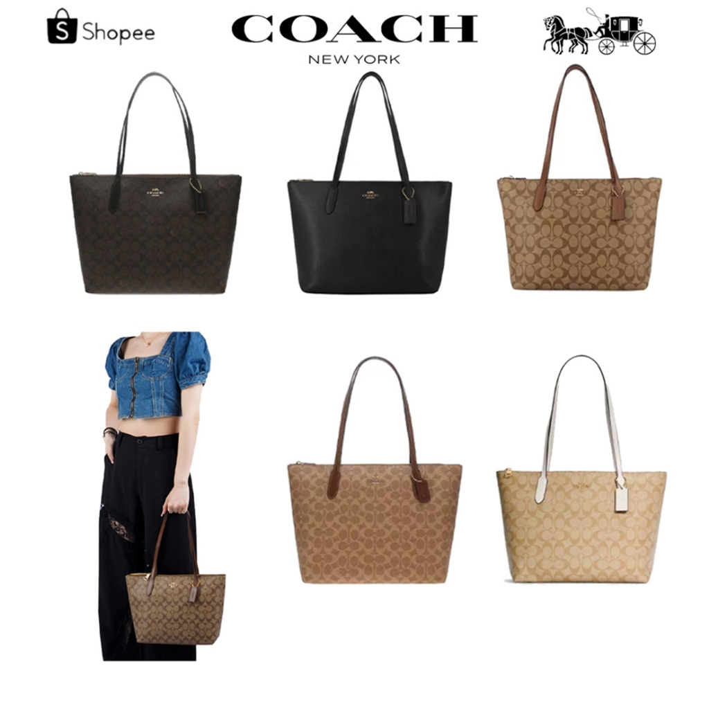 COACH Zip Top Tote 30 กระเป๋าถือหิ้วใบใหญ่สำหรับผู้หญิง