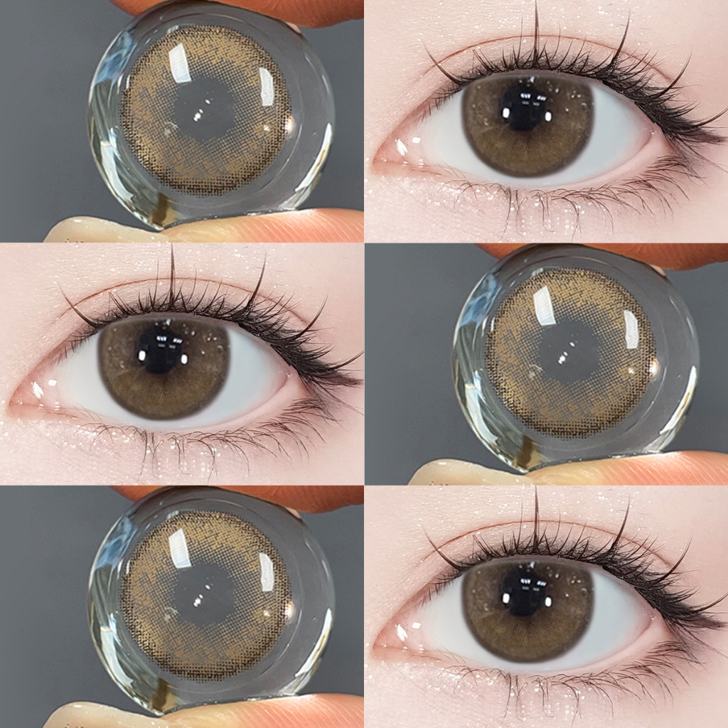 2คู่ลด ฿6!!3คู่ลด ฿11!! 【-1.00~-6.00】Midroo Fashion คอนแทคเลนส์สี FOG Color Brown/Gray ขนาดมินิ 14.0mm