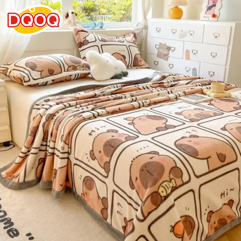 DQDQ ผ้าห่มบางสำหรับฤดูร้อน ผ้าห่มปรับอากาศสำหรับสำนักงาน นุ่มสบาย ระบายอากาศได้ดี ไม่หลุดร่วง