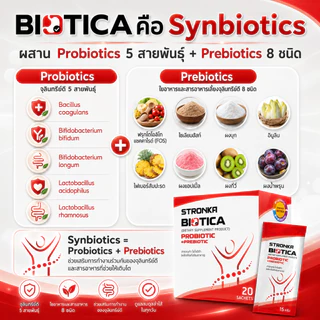 [ส่งฟรี] BIOTICA STRONKA Probiotic 5 สายพันธุ์ Prebiotic 8 ชนิด อุดมไปด้วยไฟเบอร์ synbiotic โปรไบโอติก พรีไบโอติก