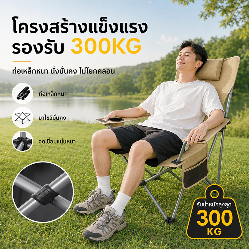 เก้าอี้แคมป์ปิ้งพับได้ ผ้า Oxford รับน้ำหนัก 300kg thumbnail 6