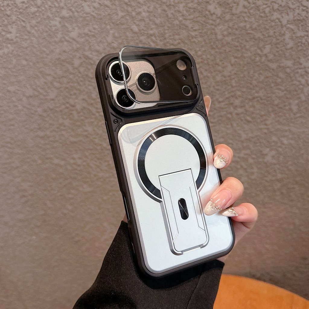 เคสตั้งได้ดีไซน์ใหม่ มีฝาปิดเลนส์กล้อง เคสกันกระแทก case for iPhone 17Promax 16Pro 15Plus 14 13