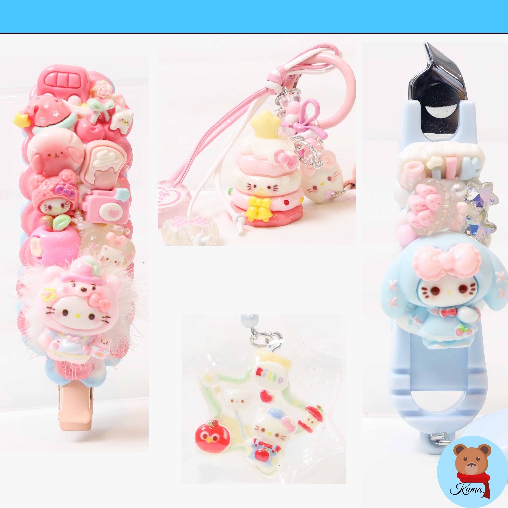 2 Decoden whipped cream keychain พวงกุญแจคิตตี้ พวงวิปครีมพลาสติก งานแฮนด์เมด งานฝีมือ น่ารักมาก