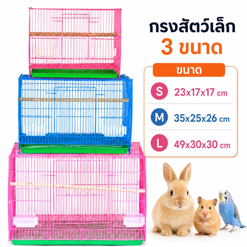 🔥กรงสัตว์เลียงอเนกประสงค์ ประหยัดพื้นที่ มี3ขนาด กรงนก กรงสัตว์เลี้ยง กรงกระต่าย กรงชูการ์ กรงกระรอก กรงกระแต