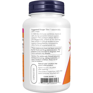💊 NOW C1000+Zinc ภูมิคุ้มกัน✨ ต้านหวัด💪 วิตามินซีสูง สังกะสี 90แคปซูล🔥