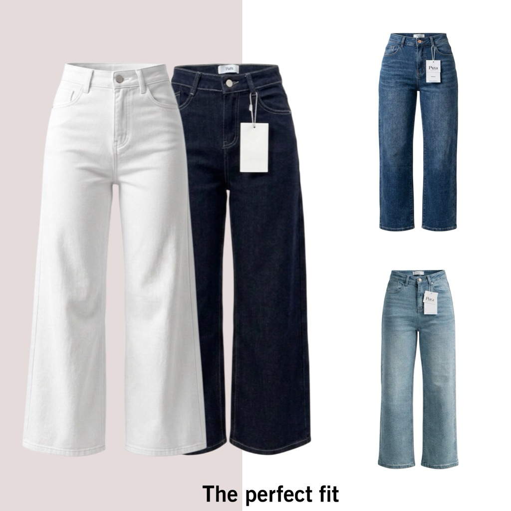 Pura:Code:PR003-PR004กางเกงยีนส์กระบอกกลางผ้ายืด(The Perfect Fit)ผ้าทอตัวพรีเมี่ยม ทรงคลาสสิก ผ้านุ่มละมุน ดีไซน์แต่งกระ