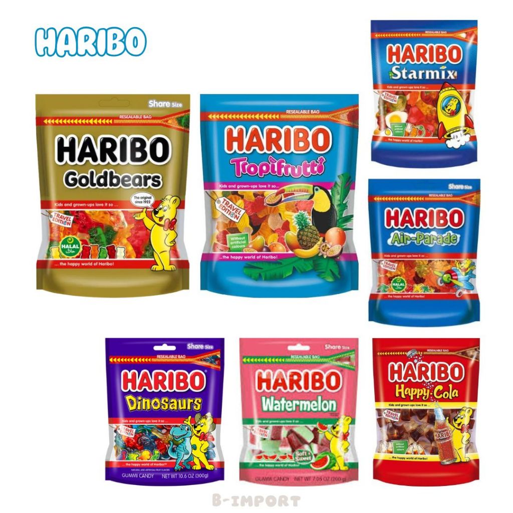 HARIBO ถุงใหญ่ 300 กรัม เยลลี่กัมมี่ รสผลไม้ Product of Turky สินค้ามี Halal