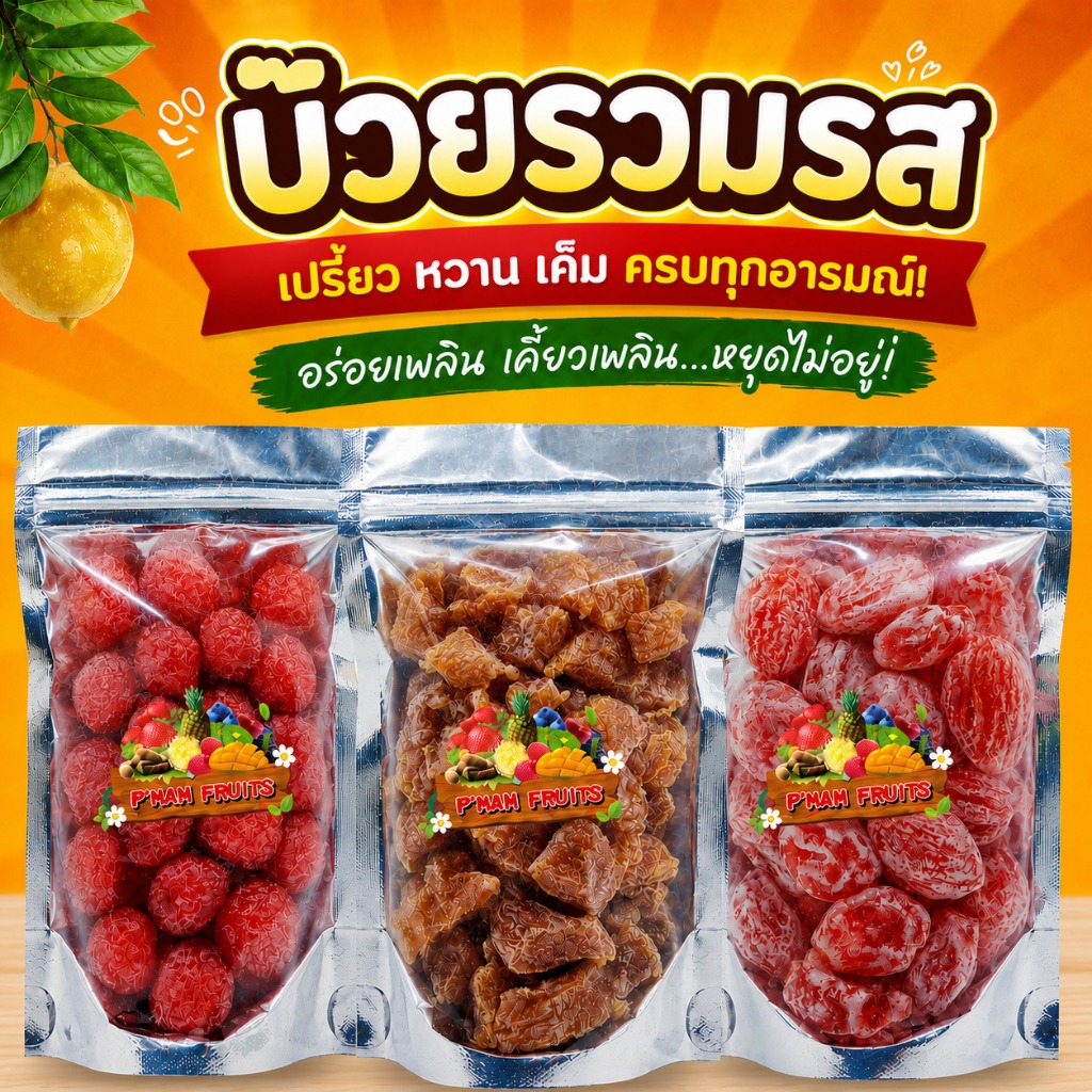 🍑บ๊วยรวมรส หลายรสชาติ ผลไม้อบแห้ง 💥ราคาถูกพร้อมส่ง‼