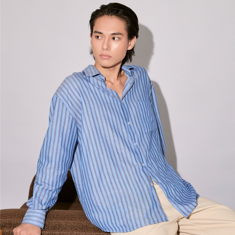 AMR DE SAISON ( AIMER ) - Essential Oversized Shirt in Stripe เสื้อเชิ้ตทรงโอเวอร์ไซส์ ลายทาง