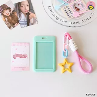 ซองใสนามบัตรพลาสติก พวงกุญแจเชือกถัก ลายดาว⭐สีพาสเทล ใส่บัตร/รูปถ่าย พกง่าย 💖LS-1205