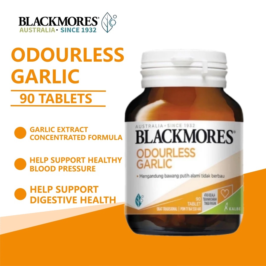 Blackmores Odourless Garlic 90 Tablets แบลคมอร์ส กระเทียมไร้กลิ่น 90 เม็ด สกัดเข้มข้น คุณภาพสูง