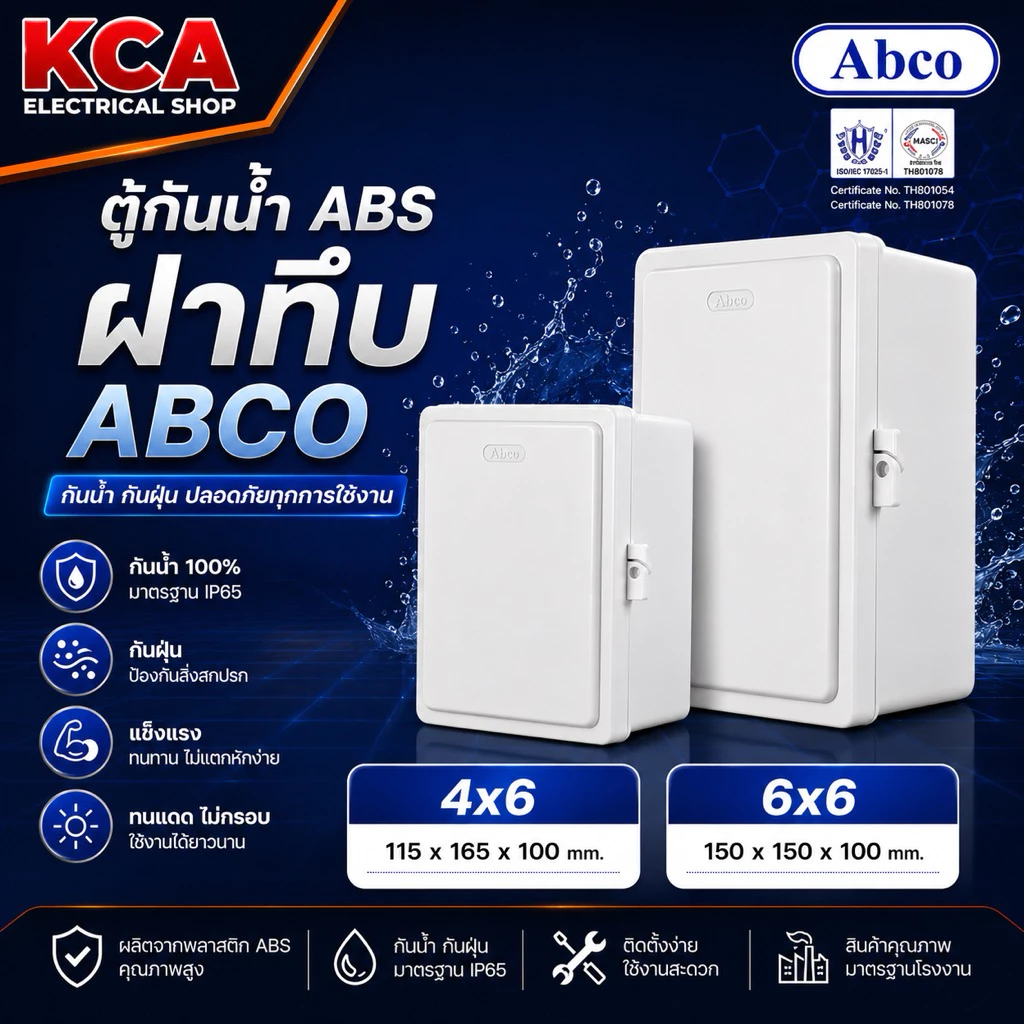ABCO ตู้พลาสติกกันน้ำ ขนาด 4X6 นิ้ว 6X8 นิ้ว สีขาว สีเทา ฝาทึบ