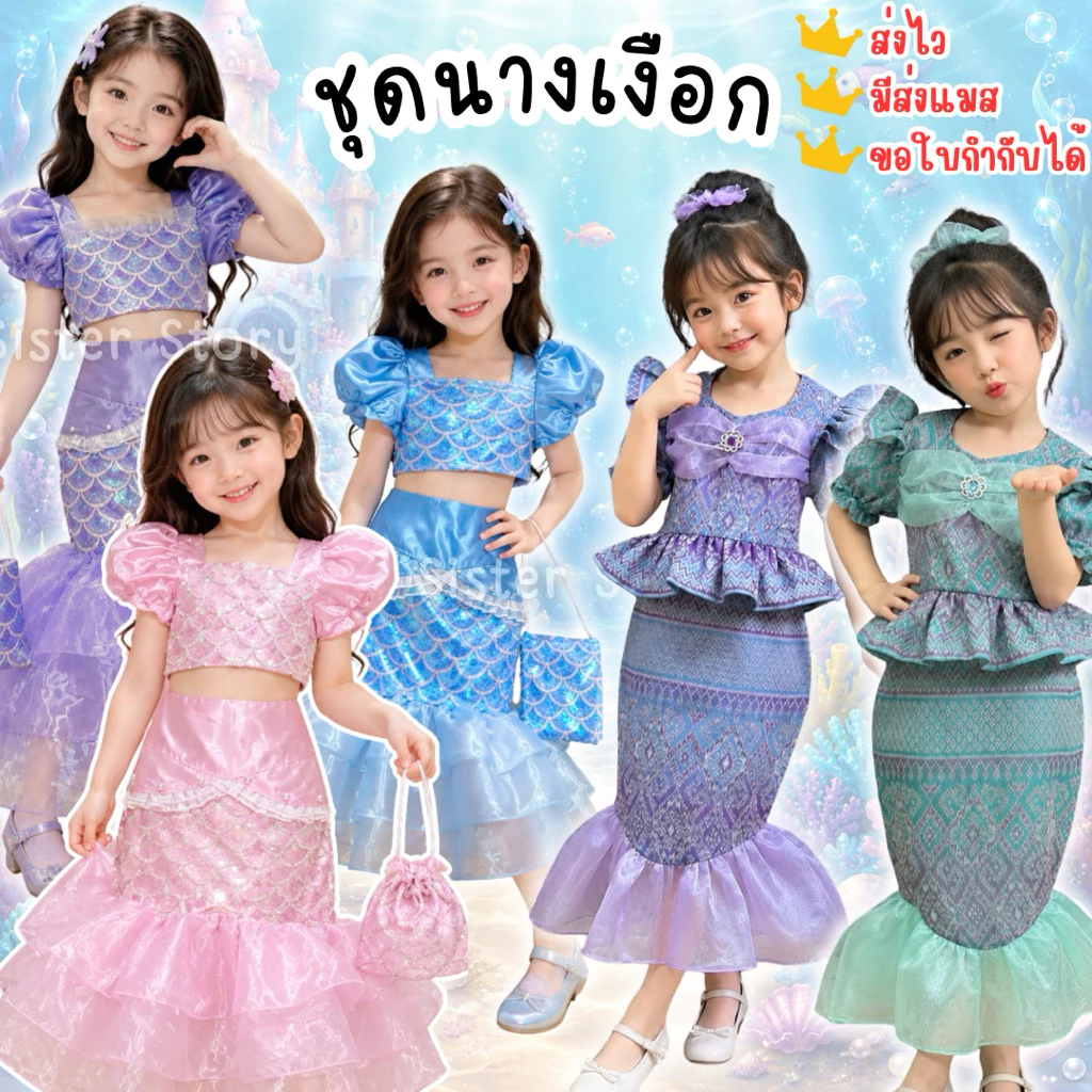🇹🇭มีส่งแมส จาก กทม🇹🇭ชุดนางเงือก ผ้าไหมเทียม นางเงือก งานสวยมาก mermaid costume cosplay