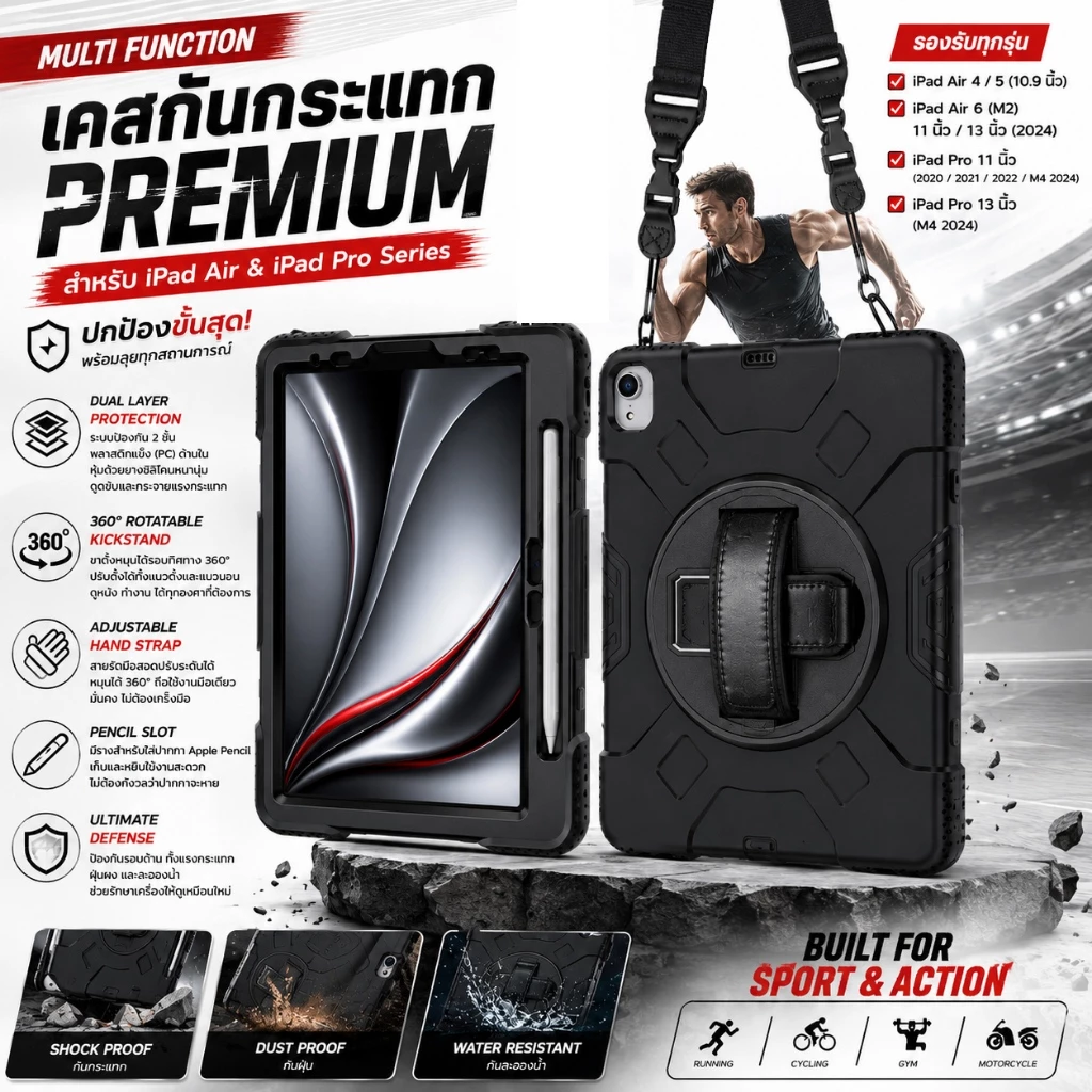[Multi Function] เคสกันกระแทก เคส สำหรับ ไอแพด Pro 11 12.9 13 m4 Air 4 5 6 Mini 6 / 7 Air6 11 13 2024 Pro 11 Pro 13 M5
