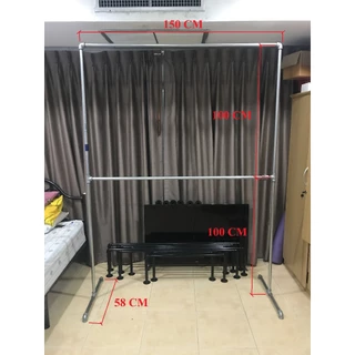 ราวตากผ้า 2 ชั้น ท่อเหล็กประปา 6 หุน(3/4 นิ้ว) ขนาดยาว 1.5 เมตร x สูง 2 เมตร กว้าง 0.58 เมตร