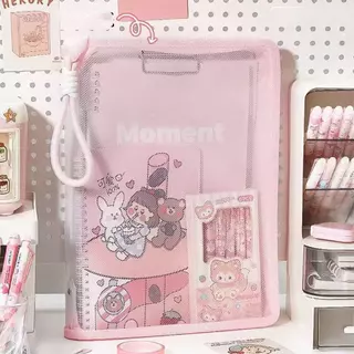 แฟ้มเอกสาร A4 กันน้ำ กันฝุ่น ปกใสพาสเทล กระเป๋าเอกสาร Document Folder กันน้ำ ใส่สมุดและปากกาได้