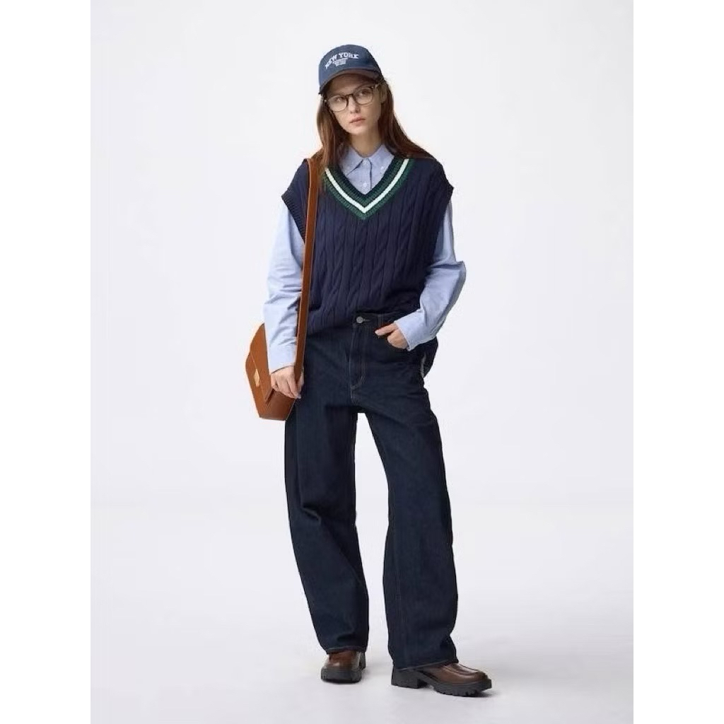 เข้าเพิ่ม GU Barrel Leg Jeans กางเกงยีนส์ทรงฮิต baggy barrel แบรนด์แท้GU💯มาใหม่ สียีนส์เข้มสวย