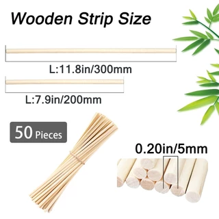 50ชิ้น แท่งไม้ diy ไม้แท่งกลม ไม้ไอติมแท่งแบบกลม สำหรับงานประดิษฐ์ DIY เส้นผ่าศูนย์กลาง 5 มมความยาว 200มม.-300มม.