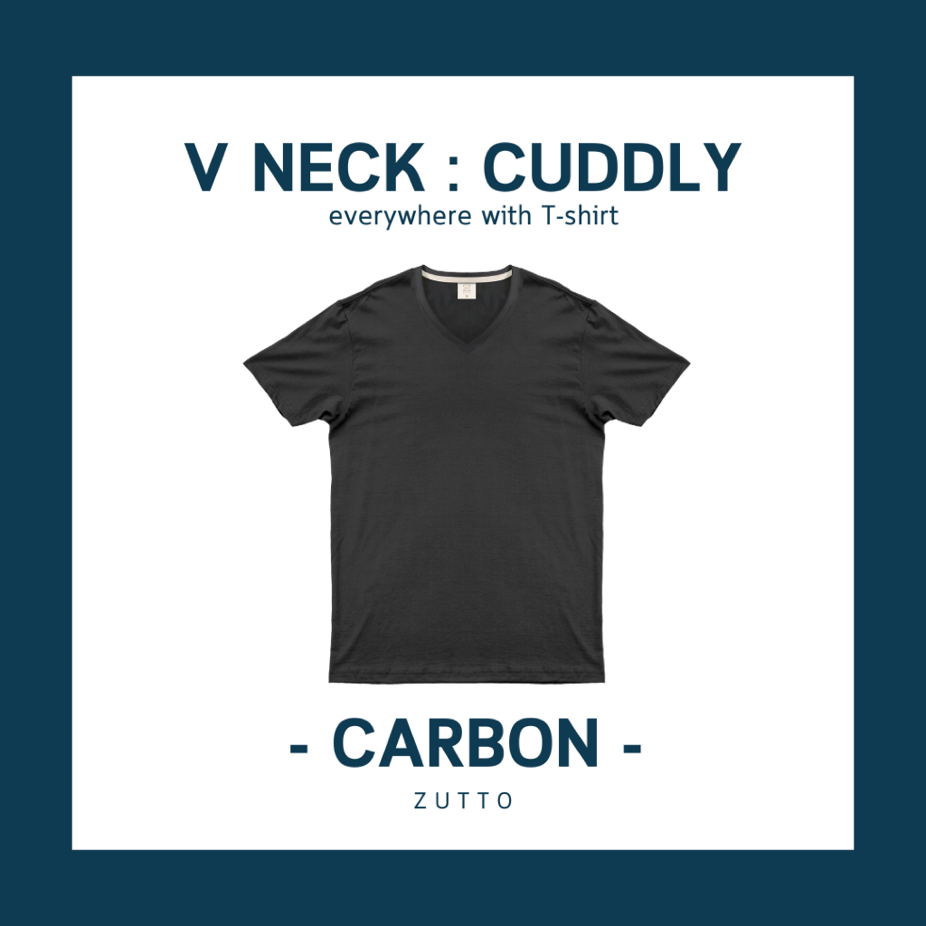 ZUTTO เสื้อยืดพรางพุงคอวี รุ่น Cuddly ไซส์ใหญ่ เสื้อยืดคนอ้วน ผ้า Supersoff l สีคาร์บอน Carbon